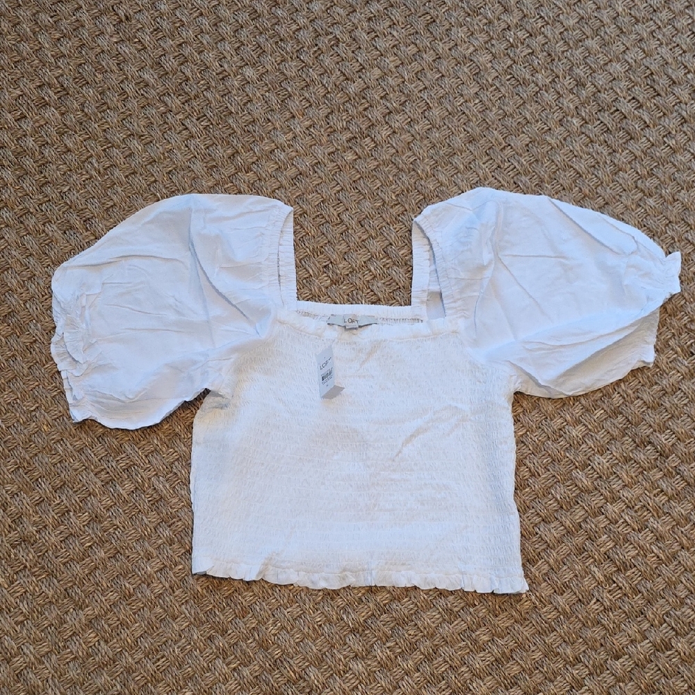 LOFT Smocked Puff Sleeve Blouse